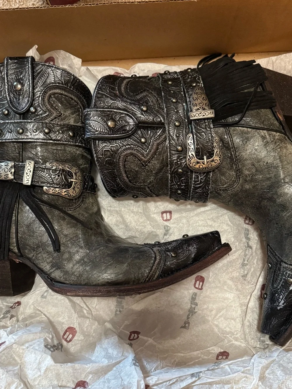 Corral Fringe Western Ankle Boots